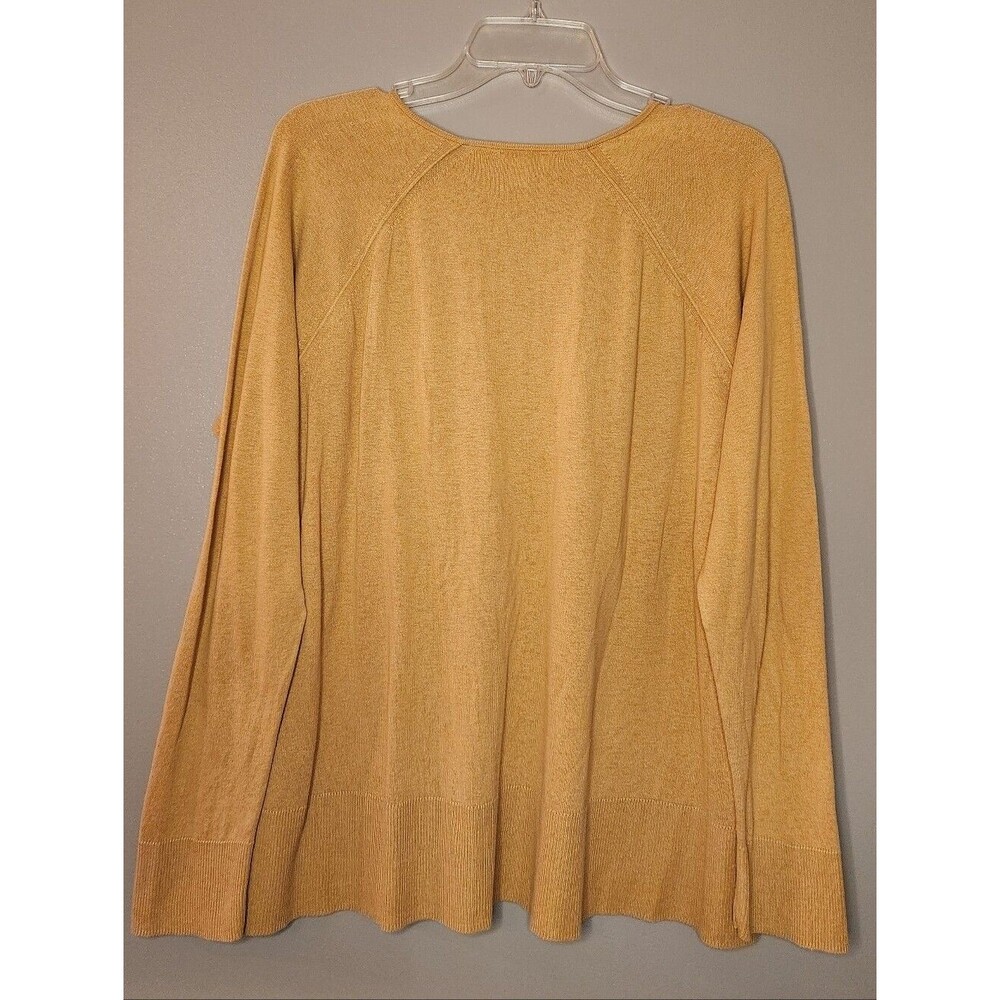 J. Jill V-Neck Silk & Cotton Sweater in Mustard Size Large - Picture 9 of 13